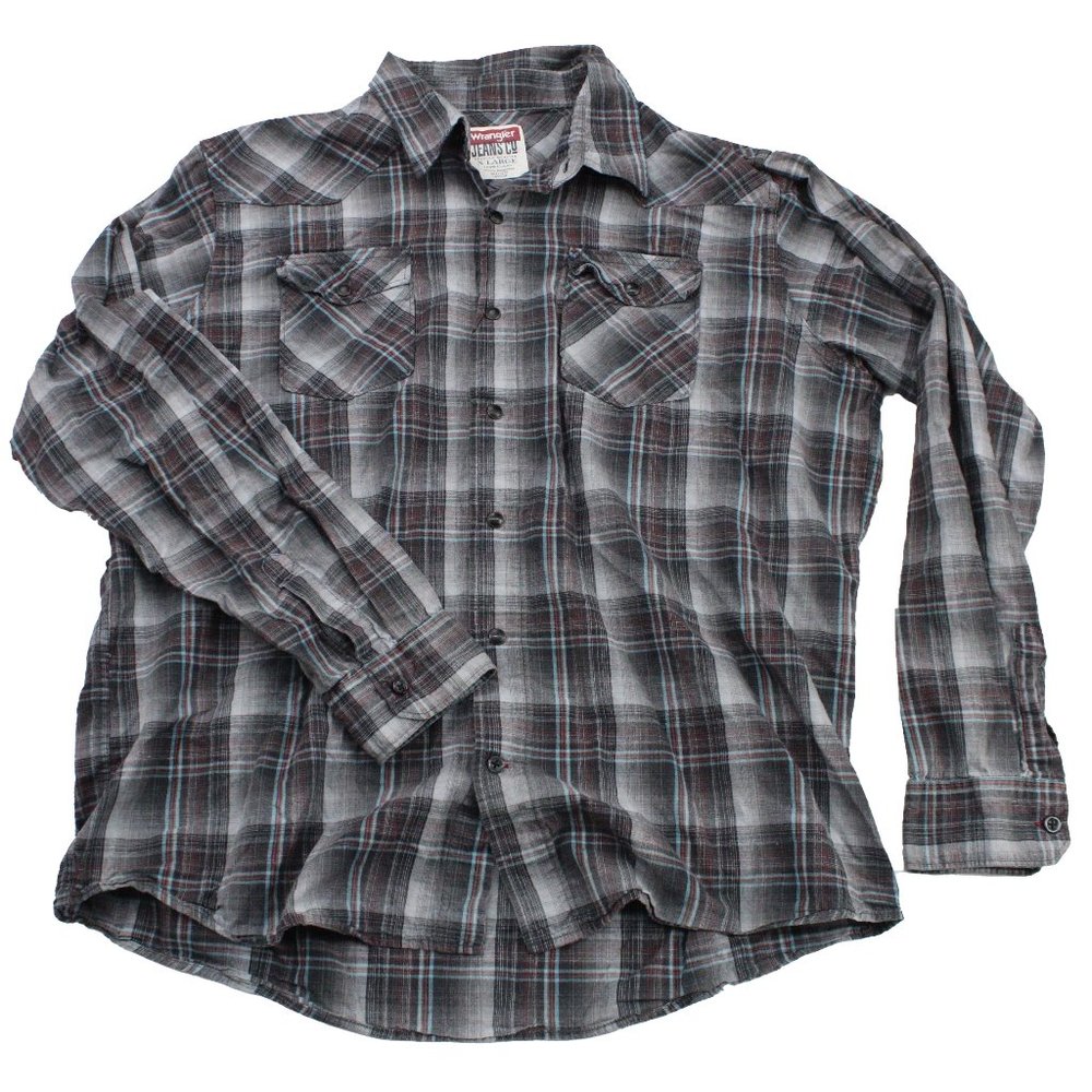 Wrangler Jeans Men Shirt Xtra Large Multi Color Pearl Snap Western Button Up